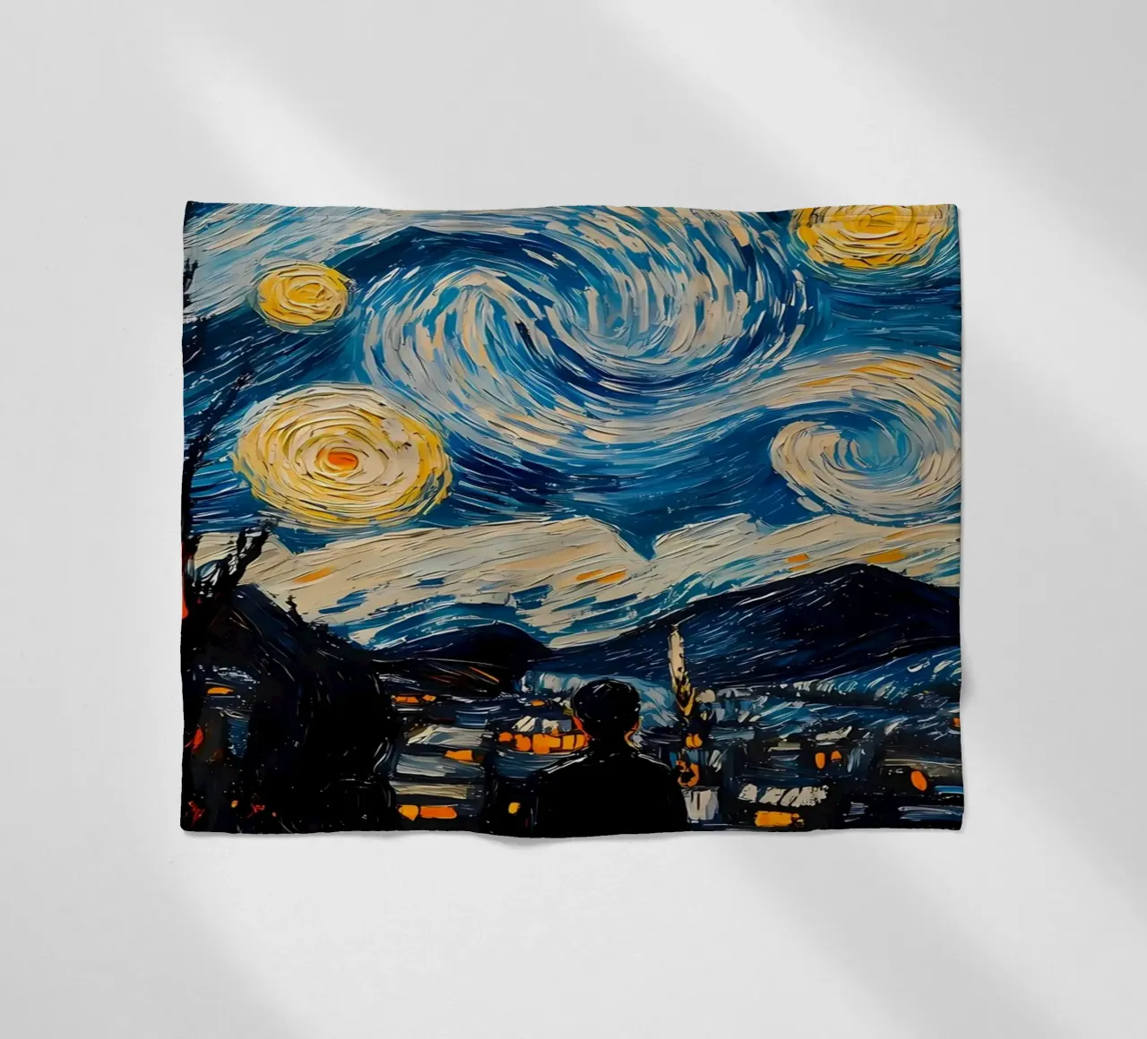 Starry Night Painting fleece blanket by Adrian Patel
