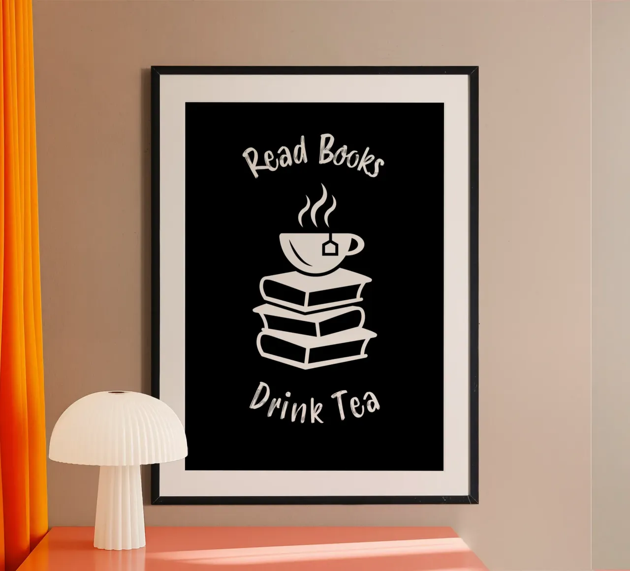 Leggere libri bere tè Regalo poster con telaio in alluminio da Aiden Garcia
