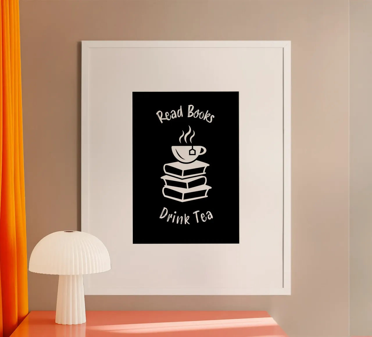 Leggere libri bere tè Regalo poster con telaio in alluminio da Aiden Garcia