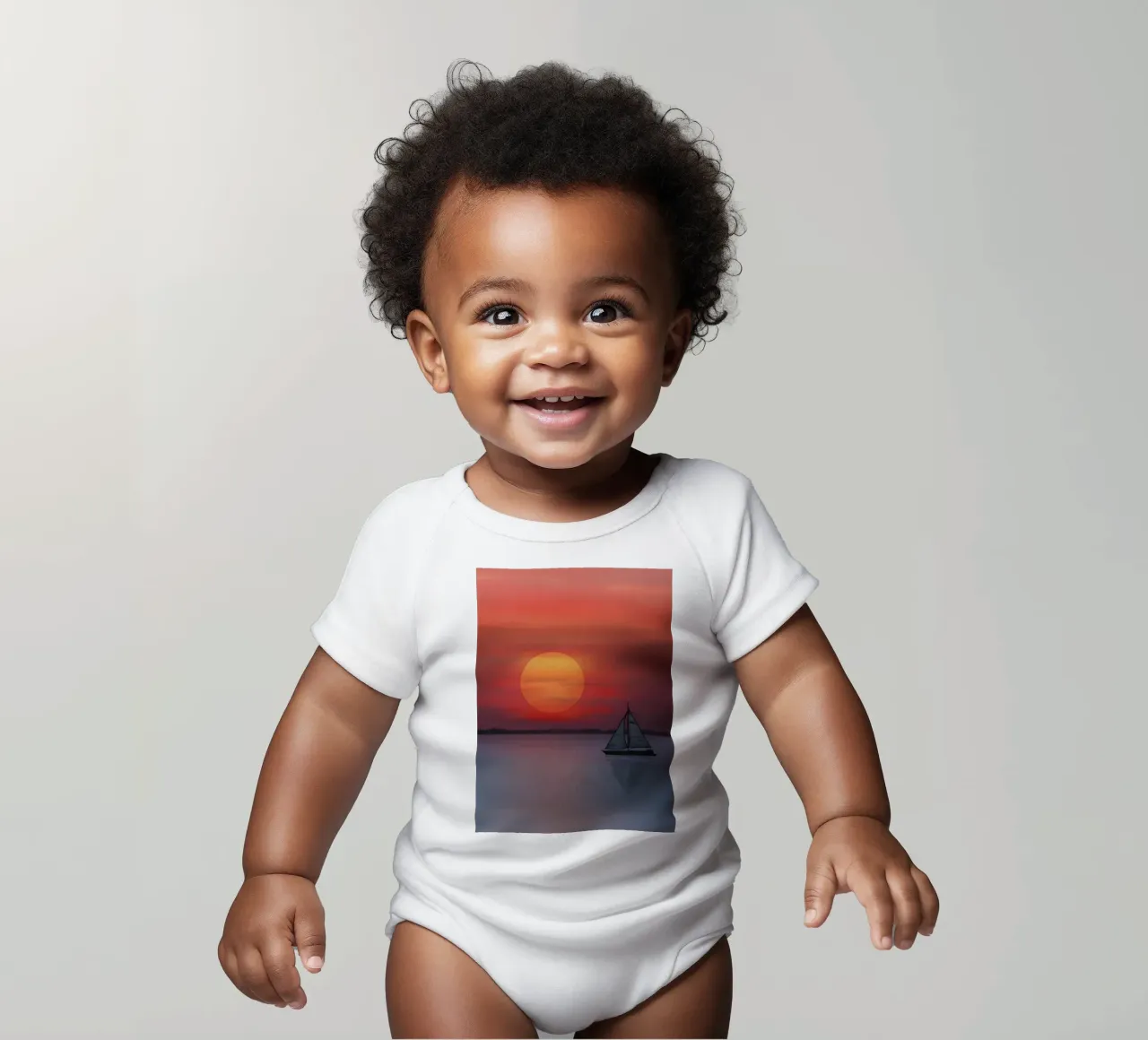 Sunset 3 short-sleeve baby romper by Bartosz Powalka