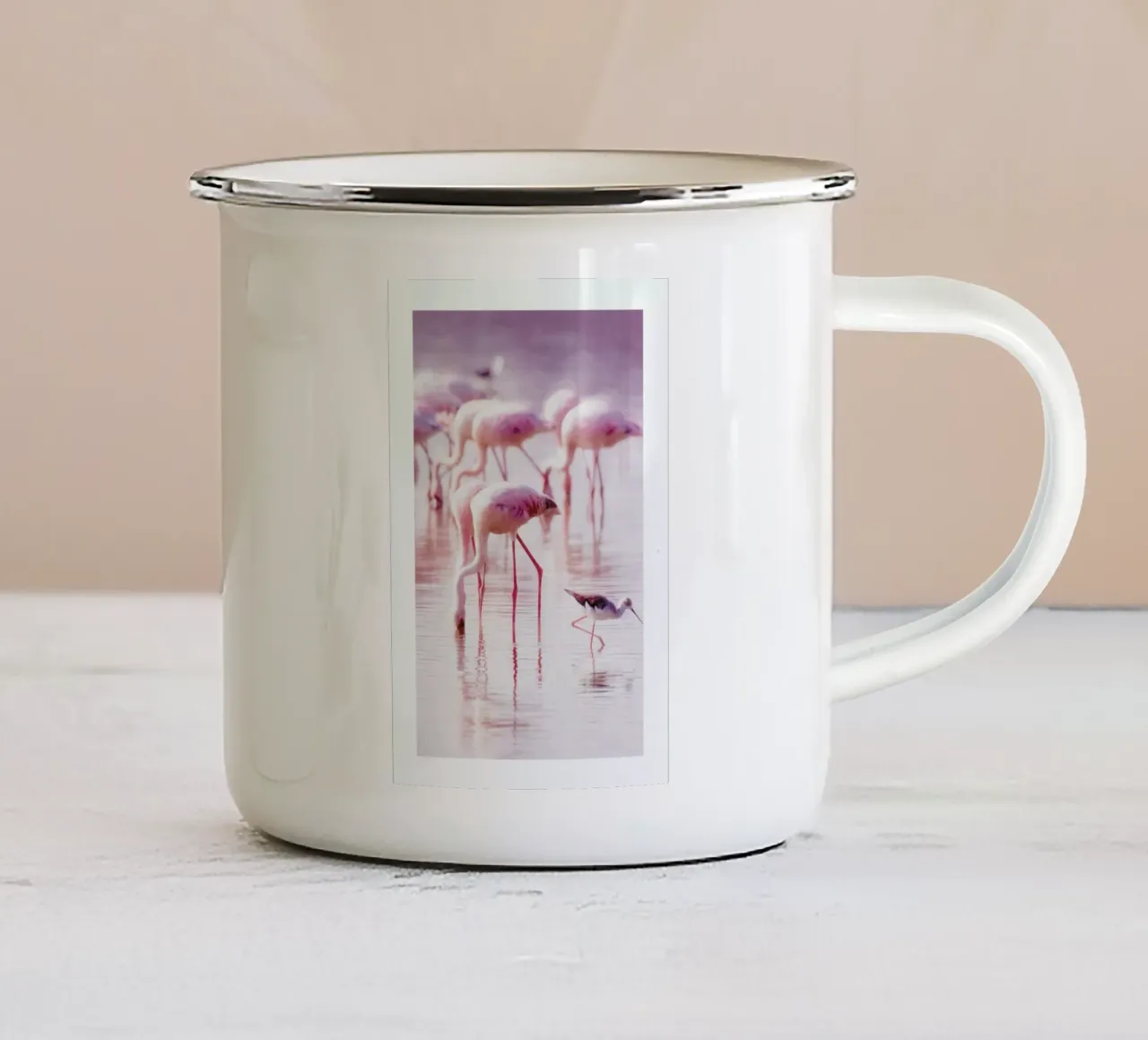 Flamingos in the Shallow tazza in smalto da Natural Kingdom