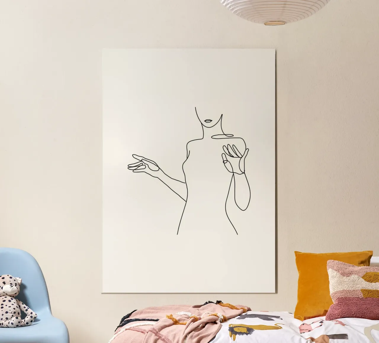 Woman body one line art poster by Aiden Garcia