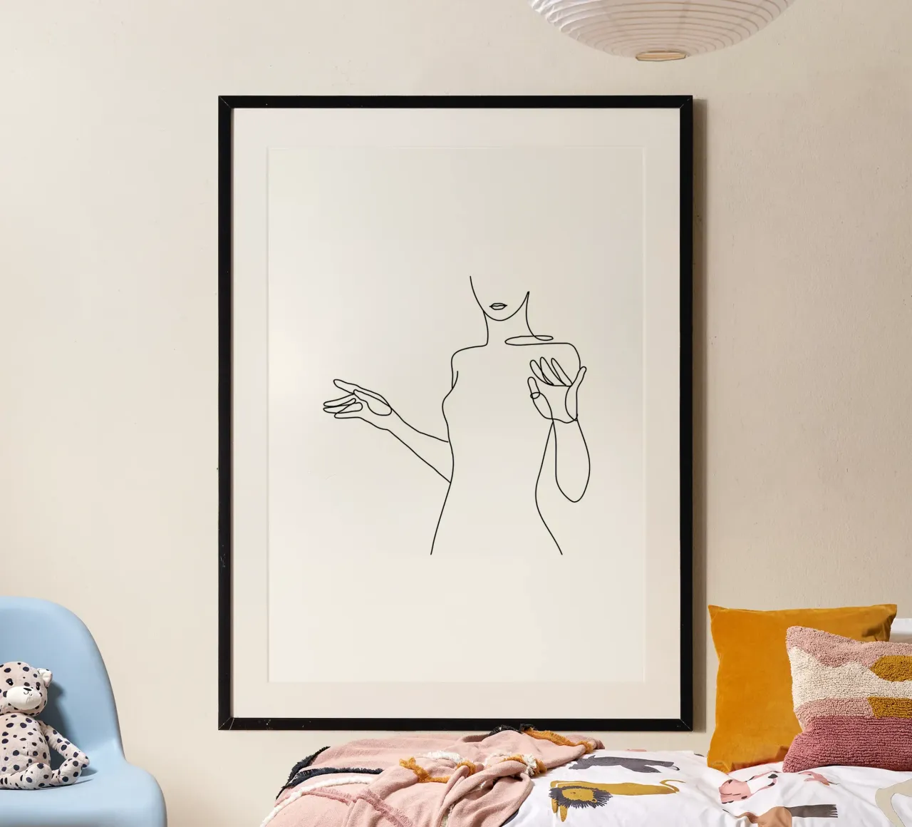 Woman body one line art poster by Aiden Garcia