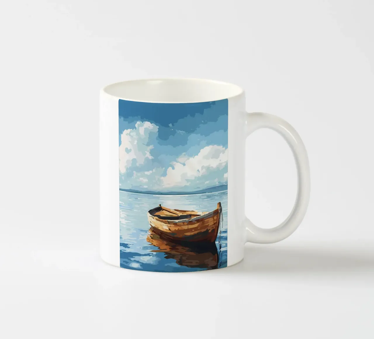 Barca di legno su acque calme tazza in ceramica da Bartosz Powalka