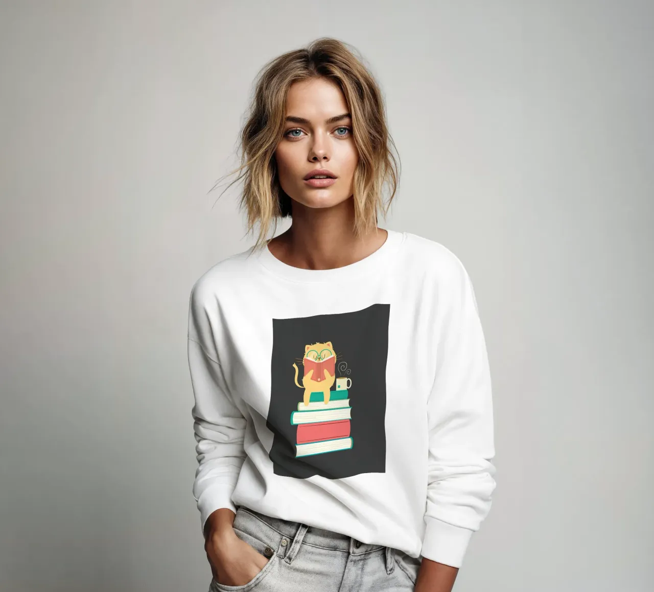 Gato Lector Libro Divertido sudadera de Aiden Garcia