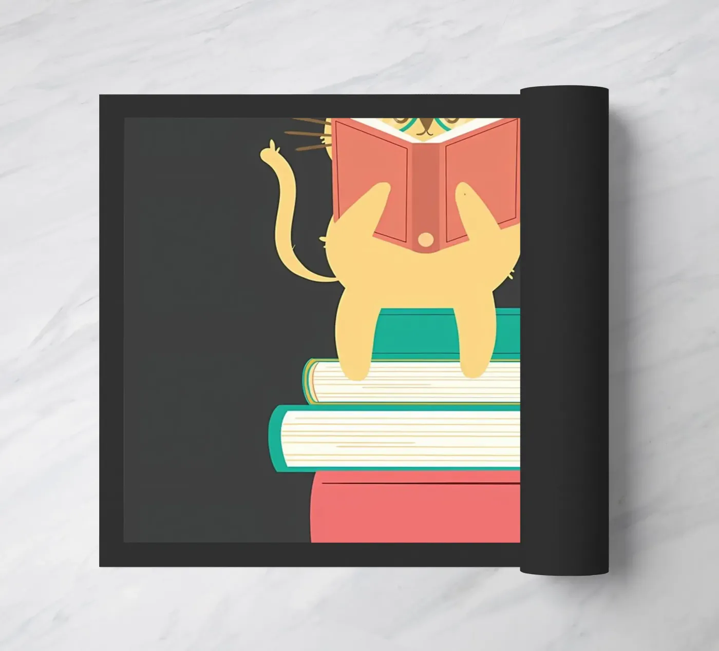 Reading Cat Funny Book doormat by Aiden Garcia