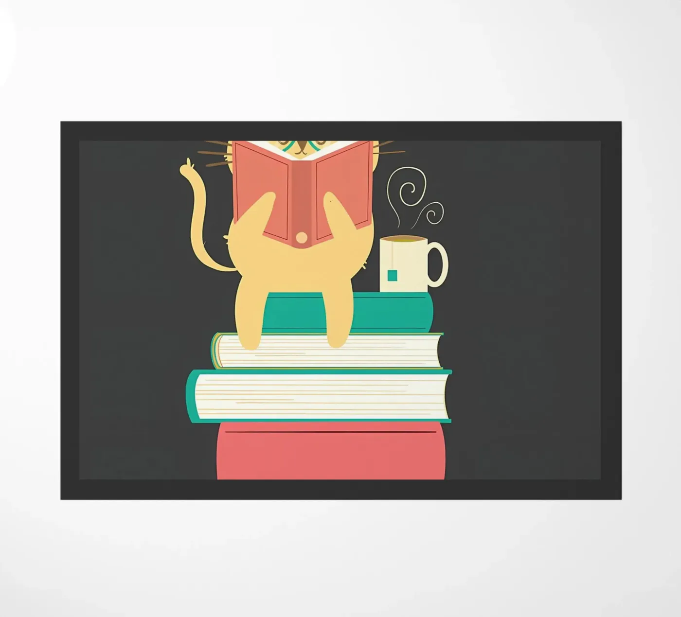 Reading Cat Funny Book doormat by Aiden Garcia