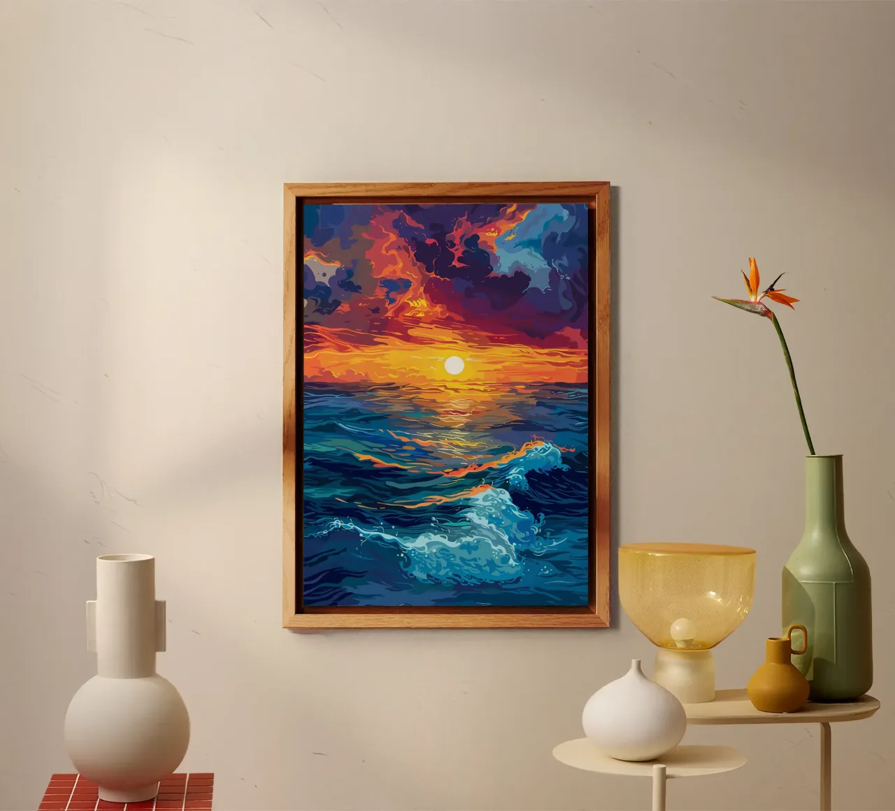 Paesaggio con tramonto sull'oceano alluminio dibond da Bartosz Powalka