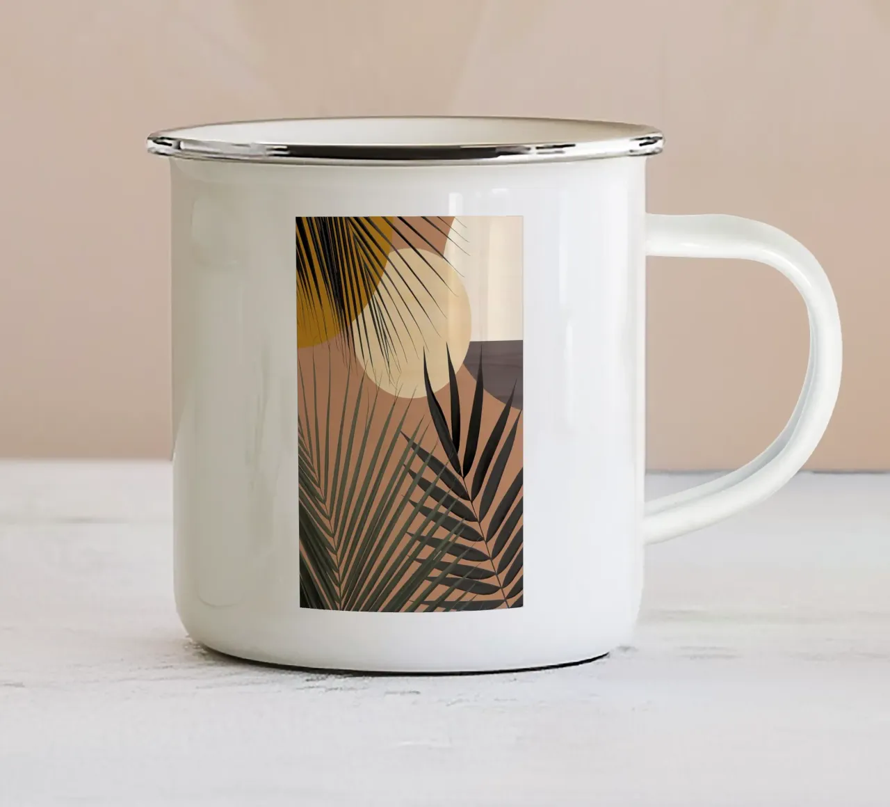 Oasi di palme tropicali 1 tazza in smalto da Nicholas Campbell