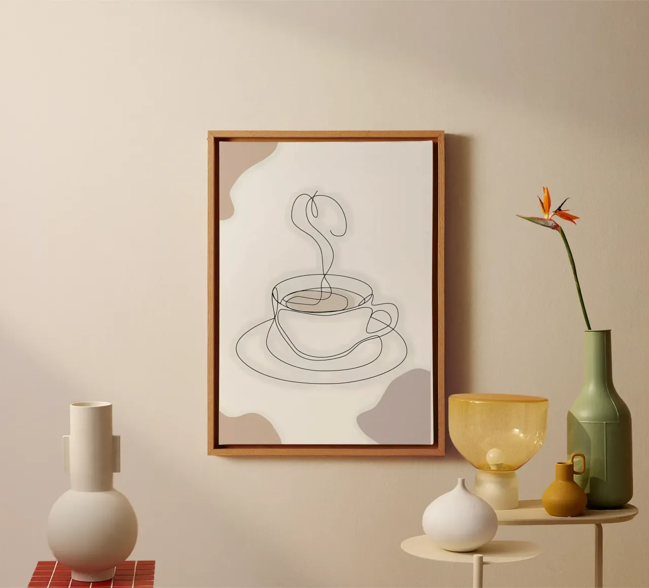 Steaming Caffee Mug canvas with Floater frame by Aiden Garcia