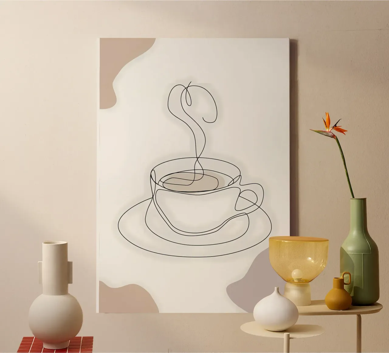 Steaming Caffee Mug canvas with Floater frame by Aiden Garcia