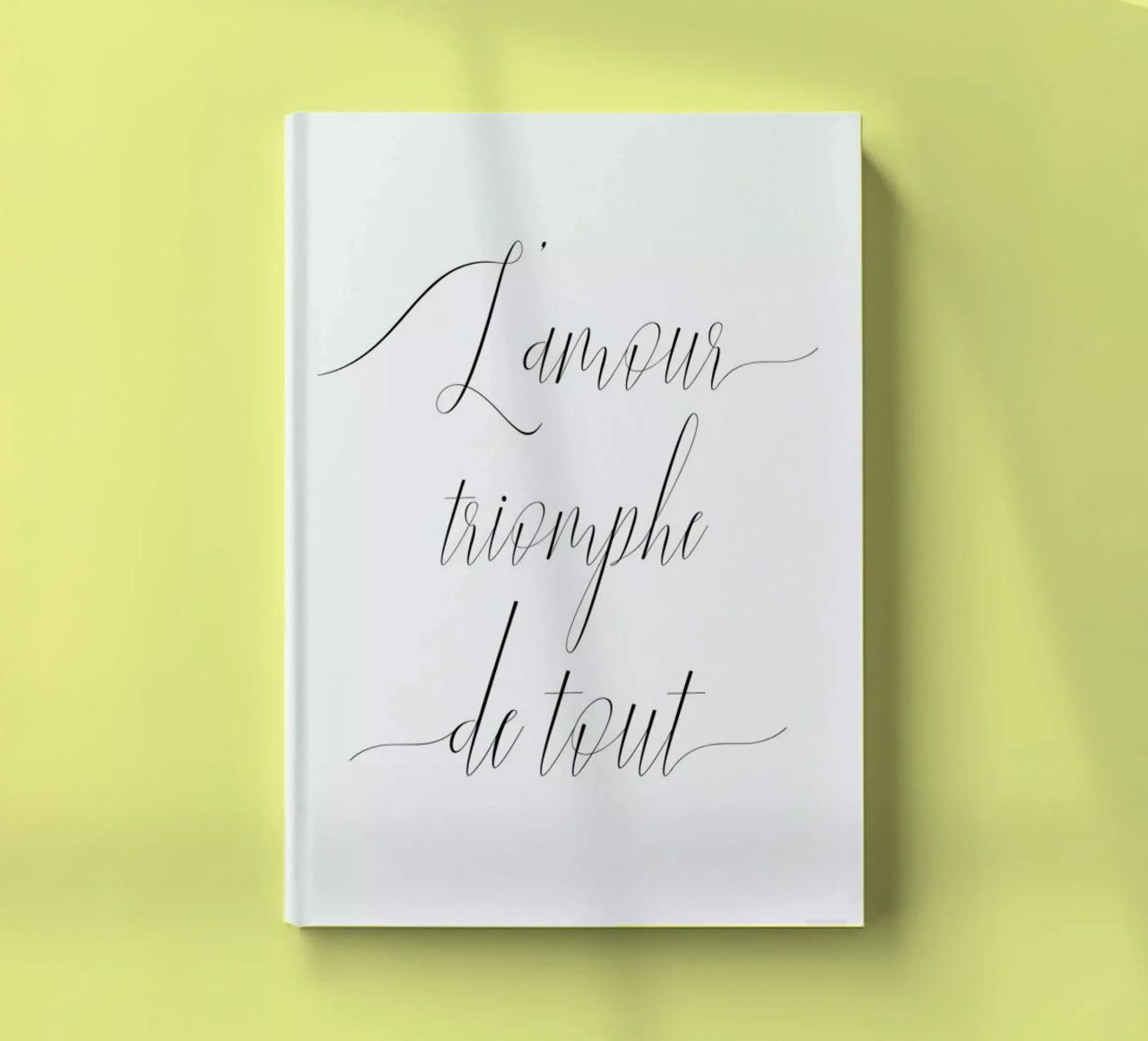 L'amour triomphe notebook by typed