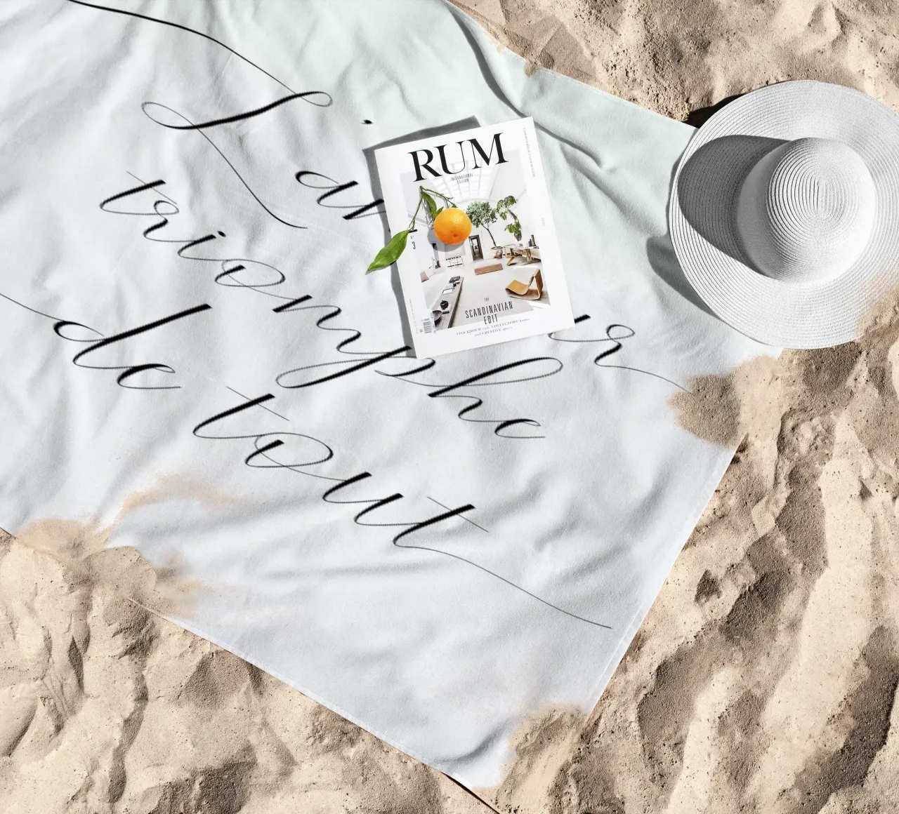 L'amour triomphe beach towel by typed