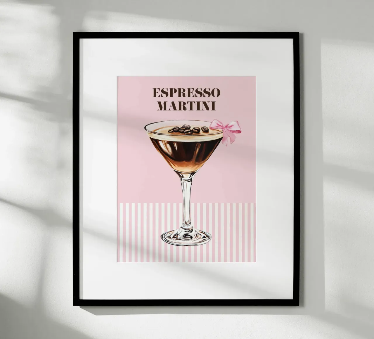 Espresso Martini and Pink Bow Cocktail Drink Vintage Coffee hahnemühle by Gentle Echoes Art