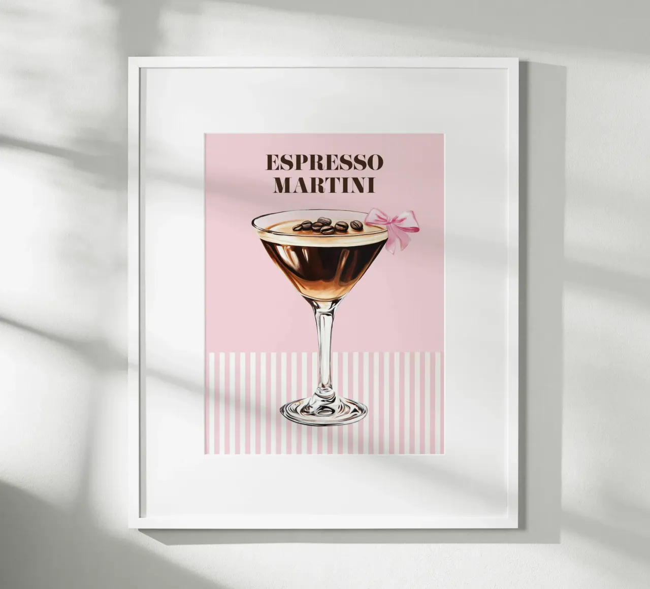 Espresso Martini and Pink Bow Cocktail Drink Vintage Coffee hahnemühle by Gentle Echoes Art