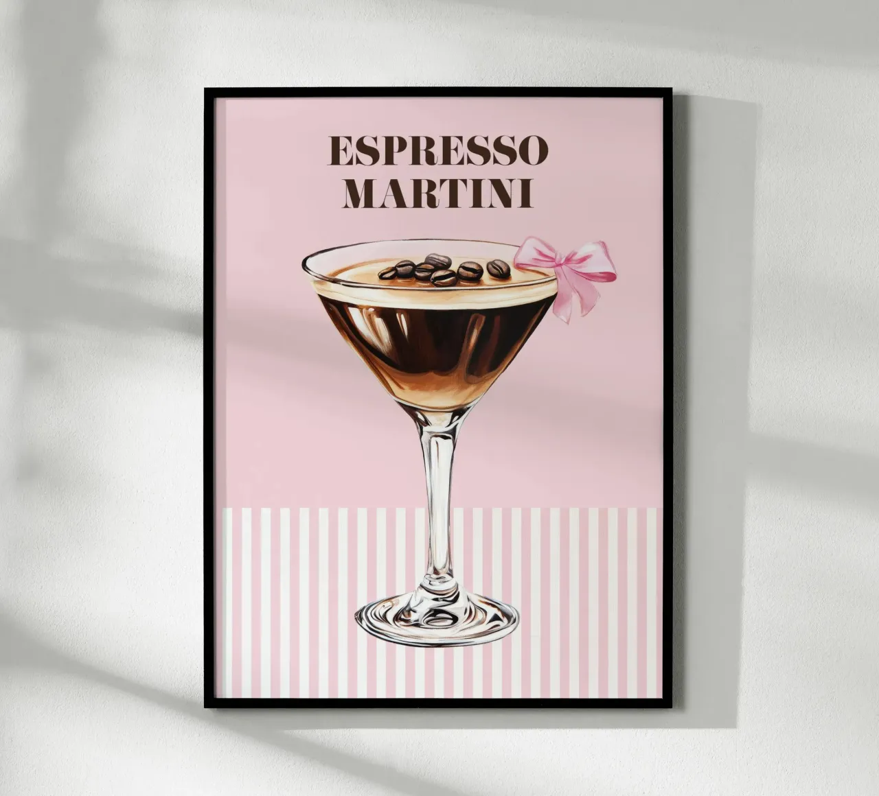 Espresso Martini and Pink Bow Cocktail Drink Vintage Coffee hahnemühle by Gentle Echoes Art