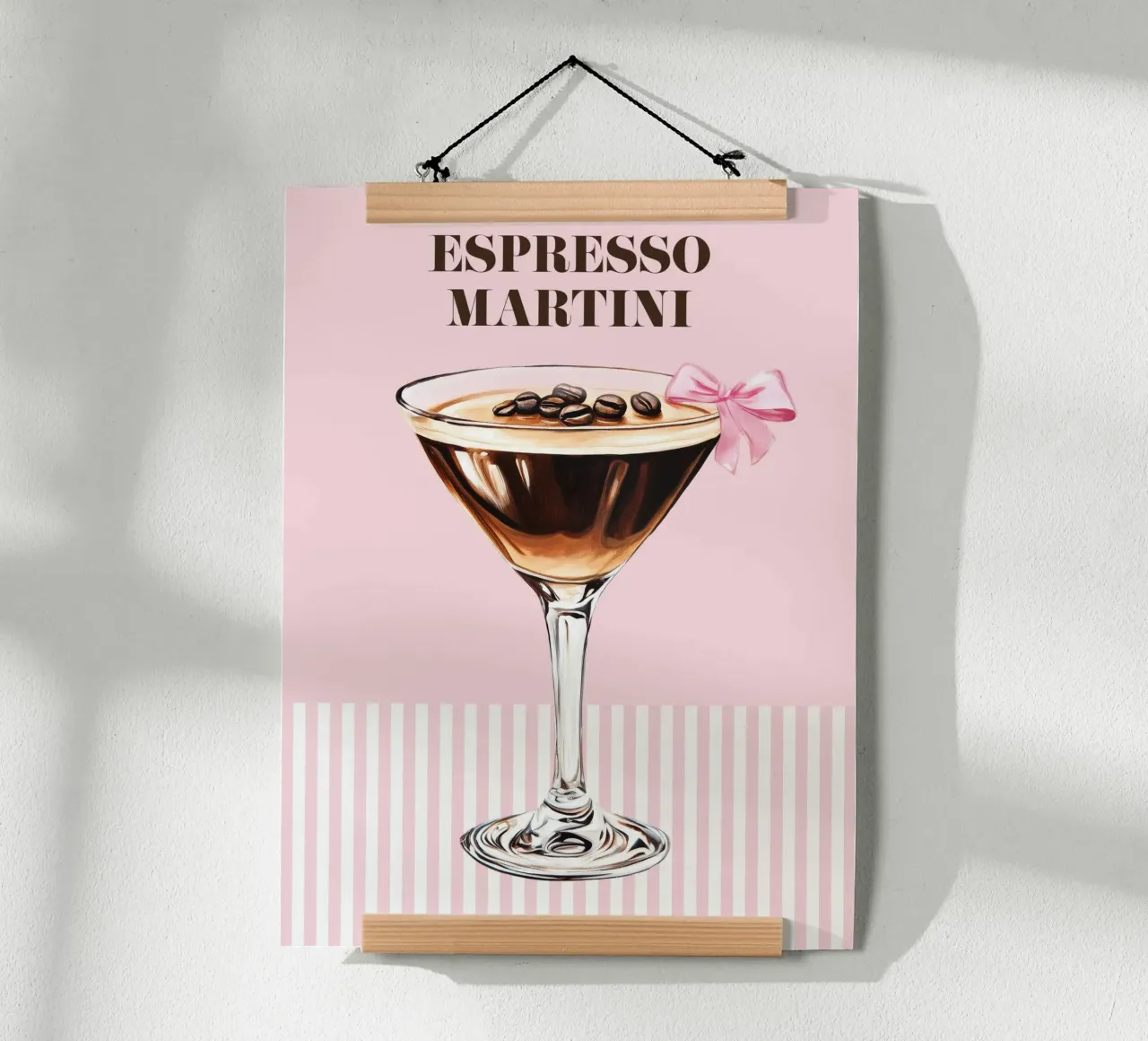 Espresso Martini and Pink Bow Cocktail Drink Vintage Coffee hahnemühle by Gentle Echoes Art