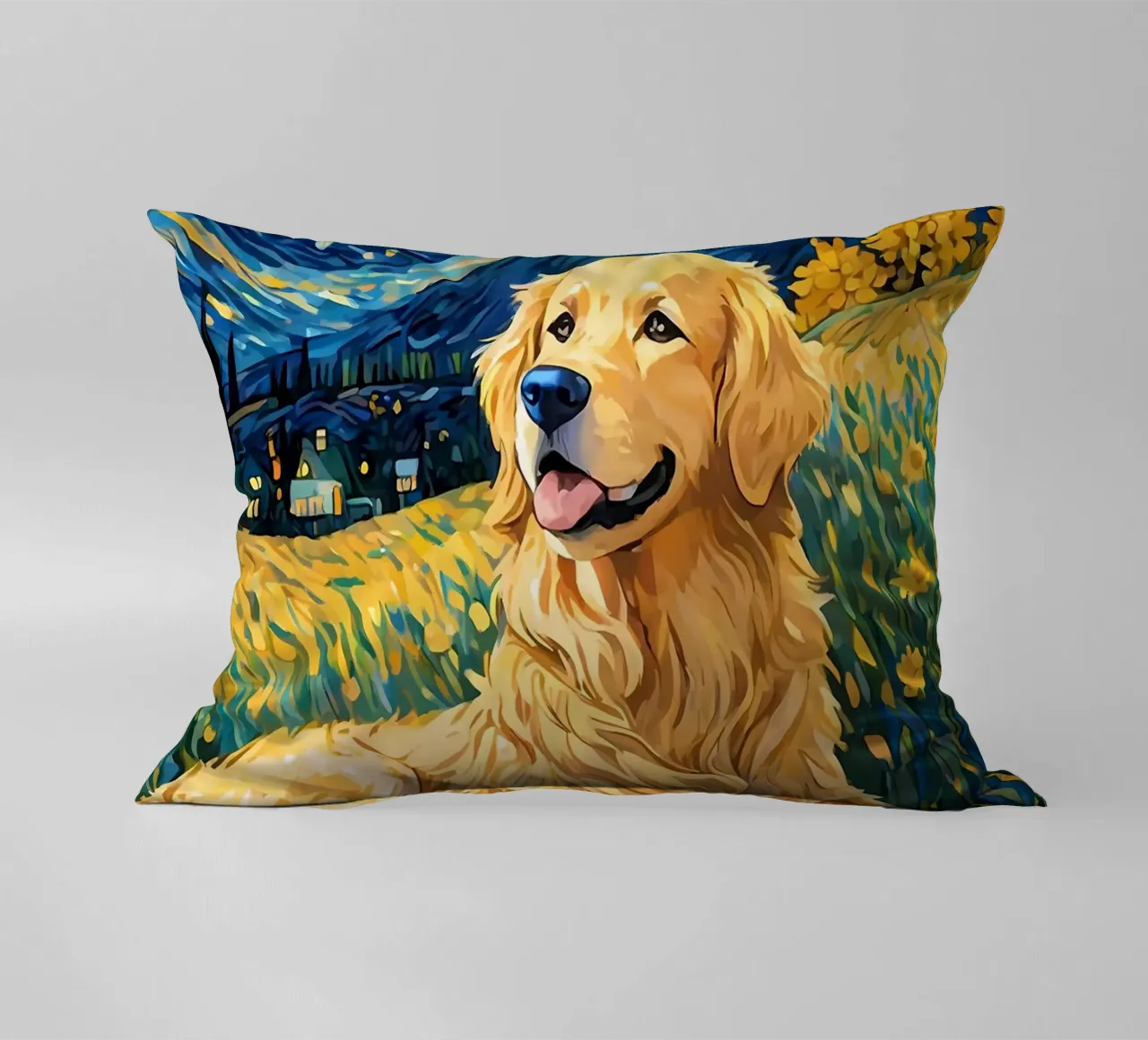 Golden Retriever Notte stellata cuscino da Adrian Patel