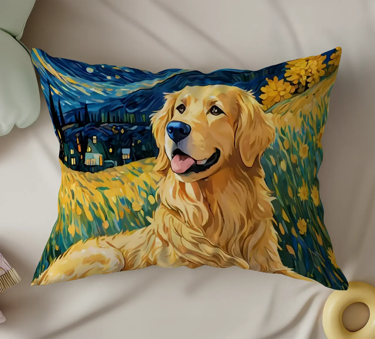 Golden Retriever Notte stellata cuscino da Adrian Patel