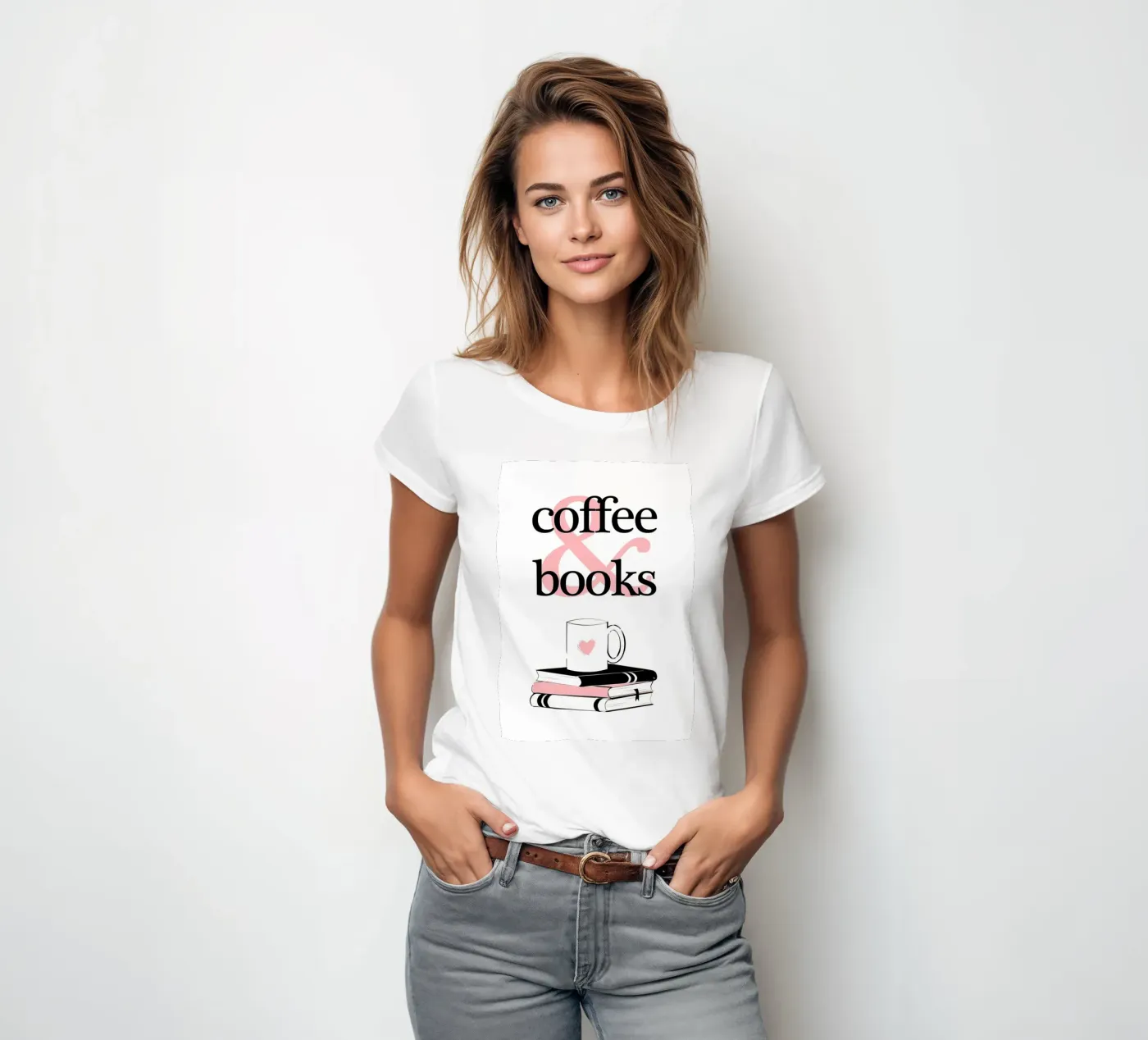Caffè e libri t-shirt da donna da Aiden Garcia