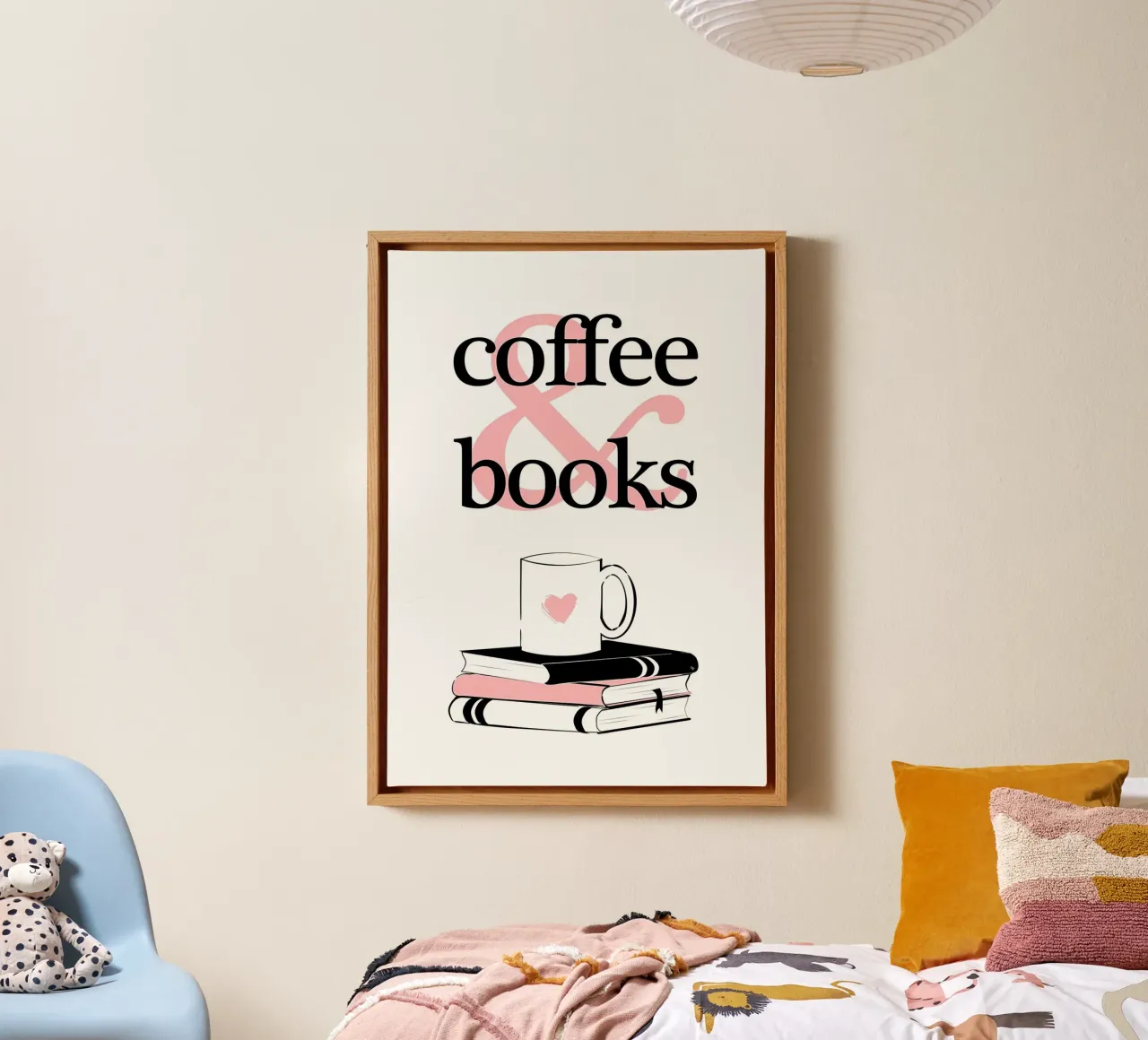 Caffè e libri tela con Cornice a cassetta da Aiden Garcia