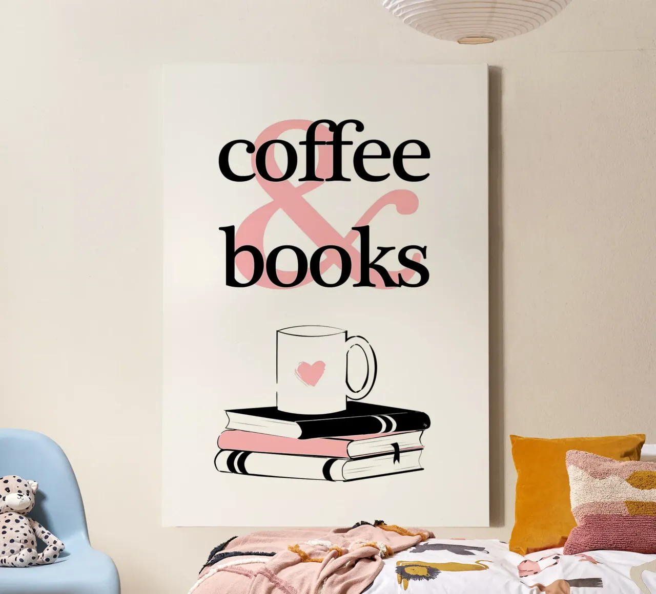 Caffè e libri tela con Cornice a cassetta da Aiden Garcia