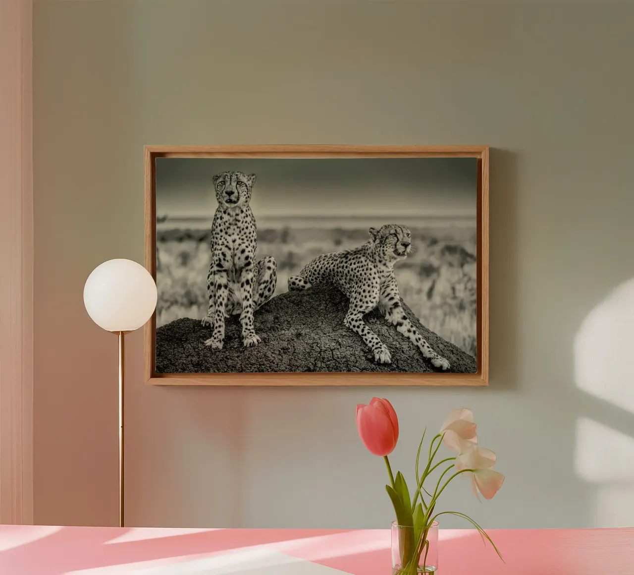 Two Cheetahs Watching Out - Henrike Scheid tela con Cornice a cassetta da Pictufy