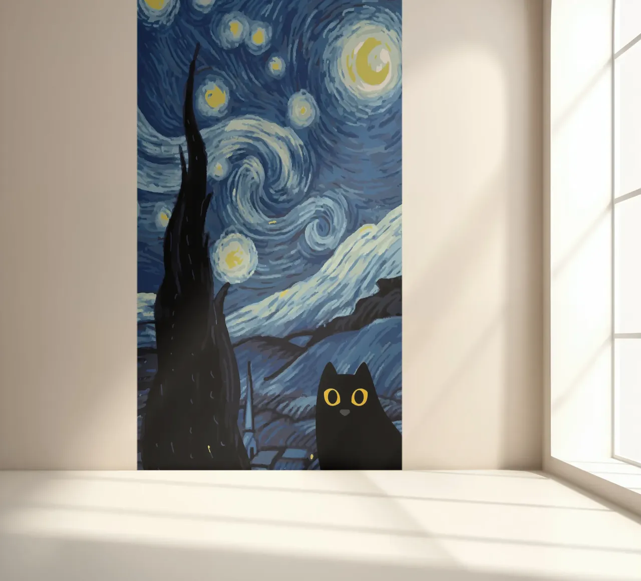 Starry Black Cat Funny photo wallpaper by Adrian Patel
