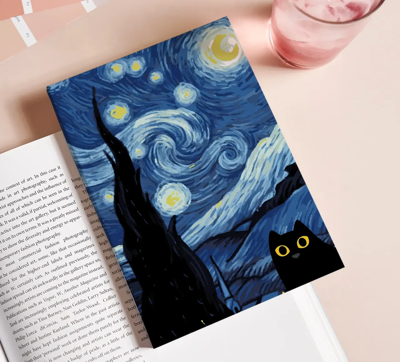 Starry Black Cat Funny notebook by Adrian Patel