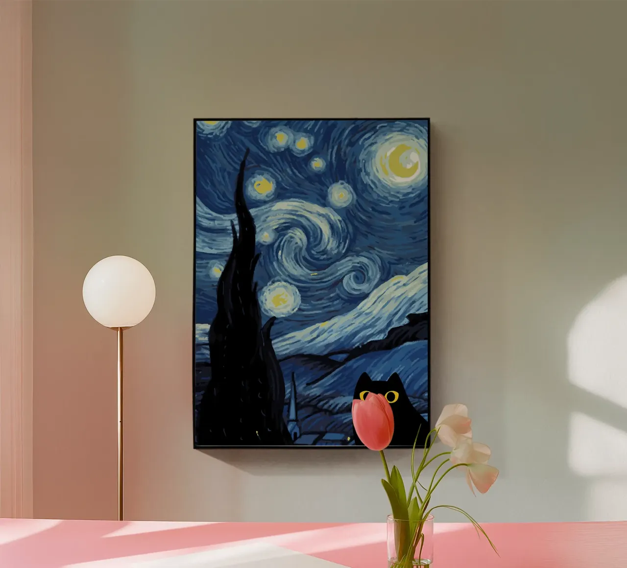 Starry Black Cat Funny acrylic glass by Adrian Patel