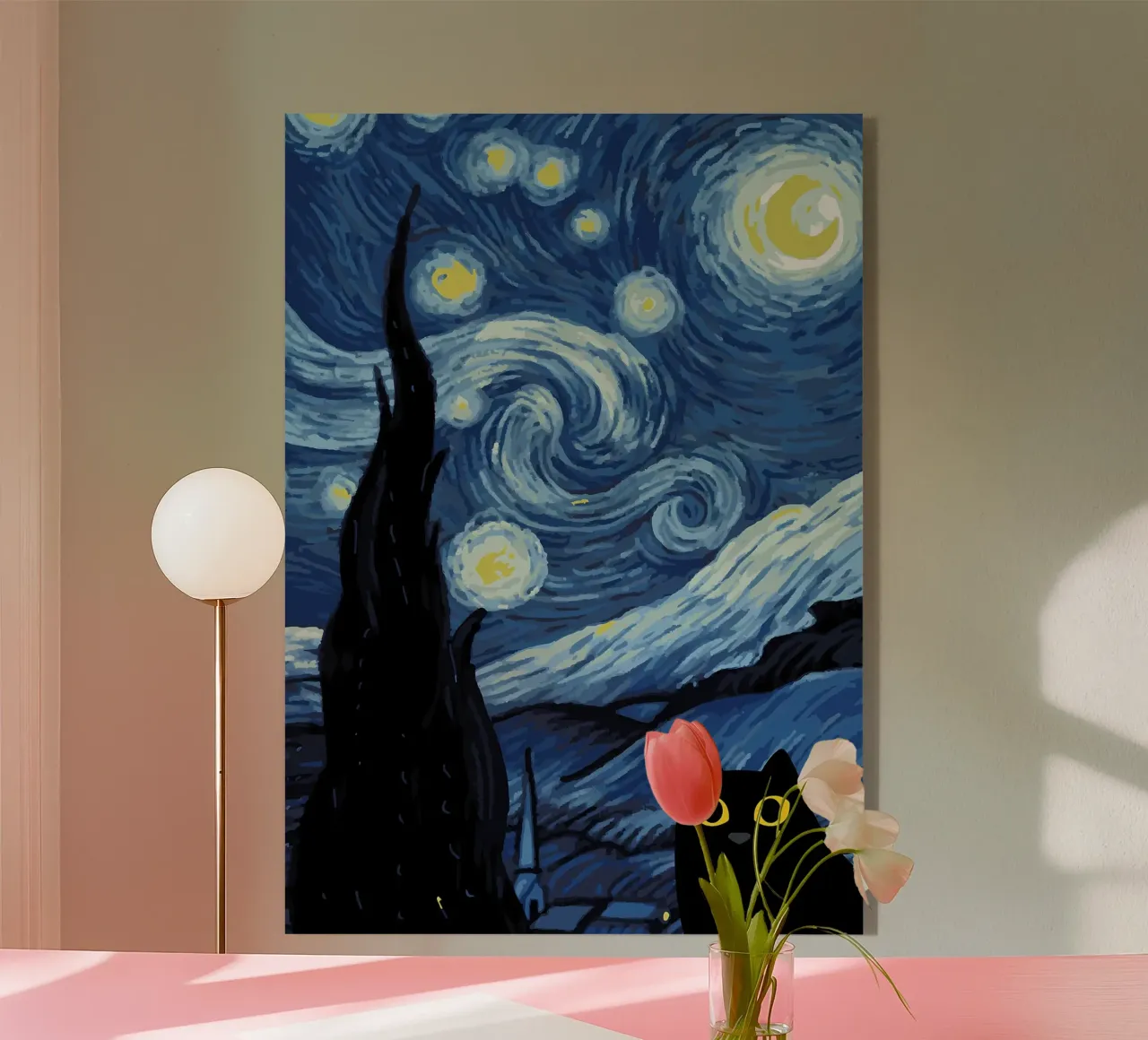 Starry Black Cat Funny acrylic glass by Adrian Patel
