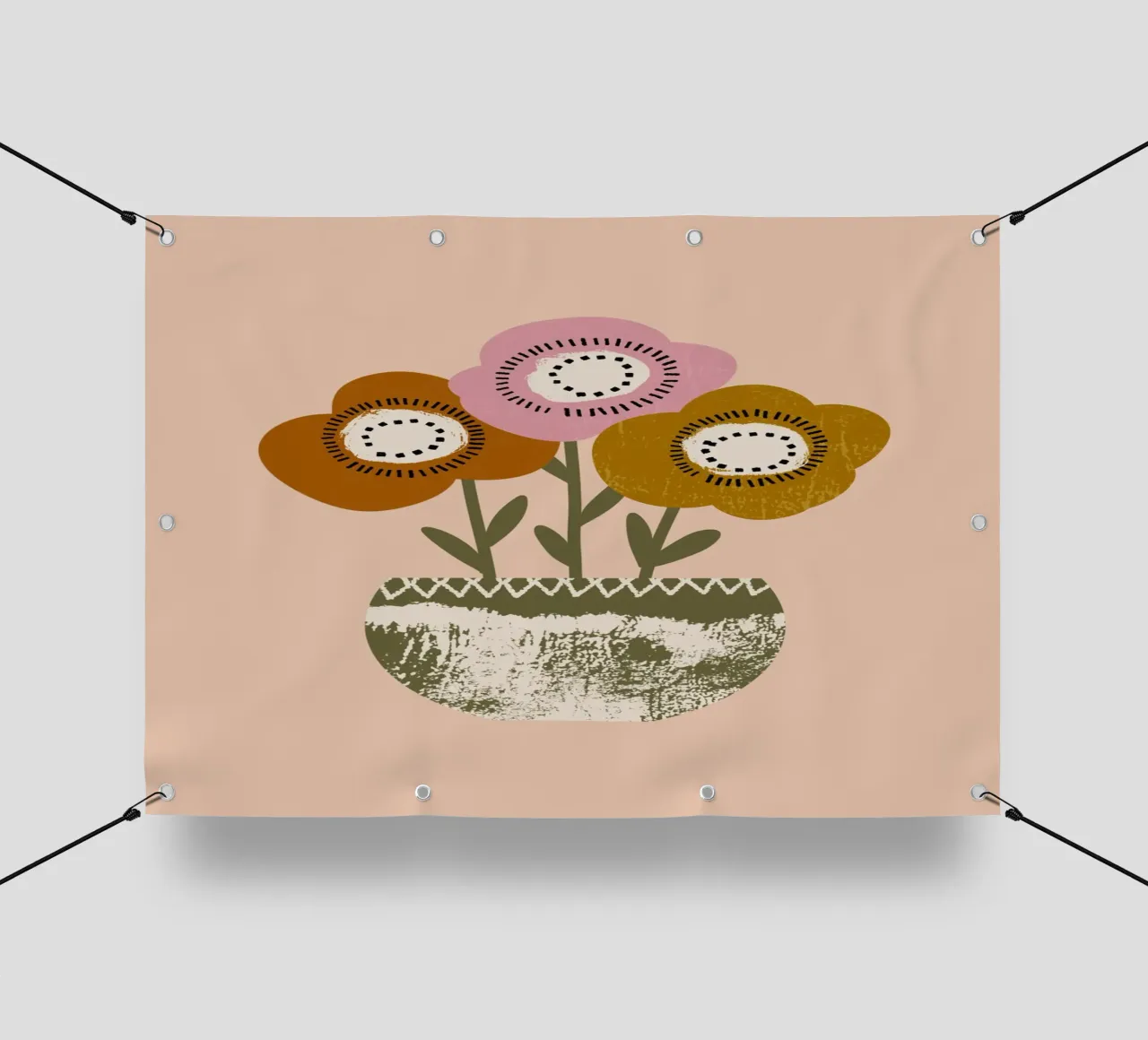 Papaveri di terra - Fiori rustici di Boho telo in pvc da susanacosta