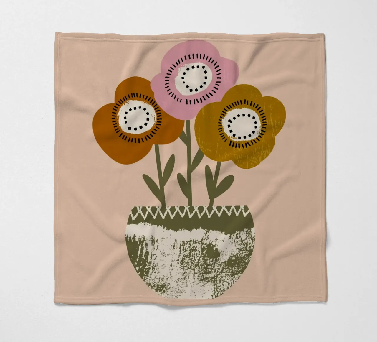 Papaveri di terra - Fiori rustici di Boho coperta in pile da susanacosta