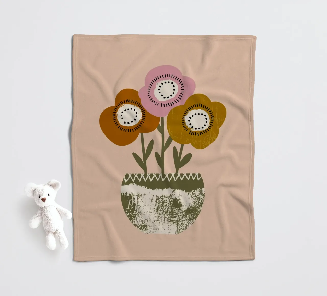 Papaveri di terra - Fiori rustici di Boho coperta in pile da susanacosta