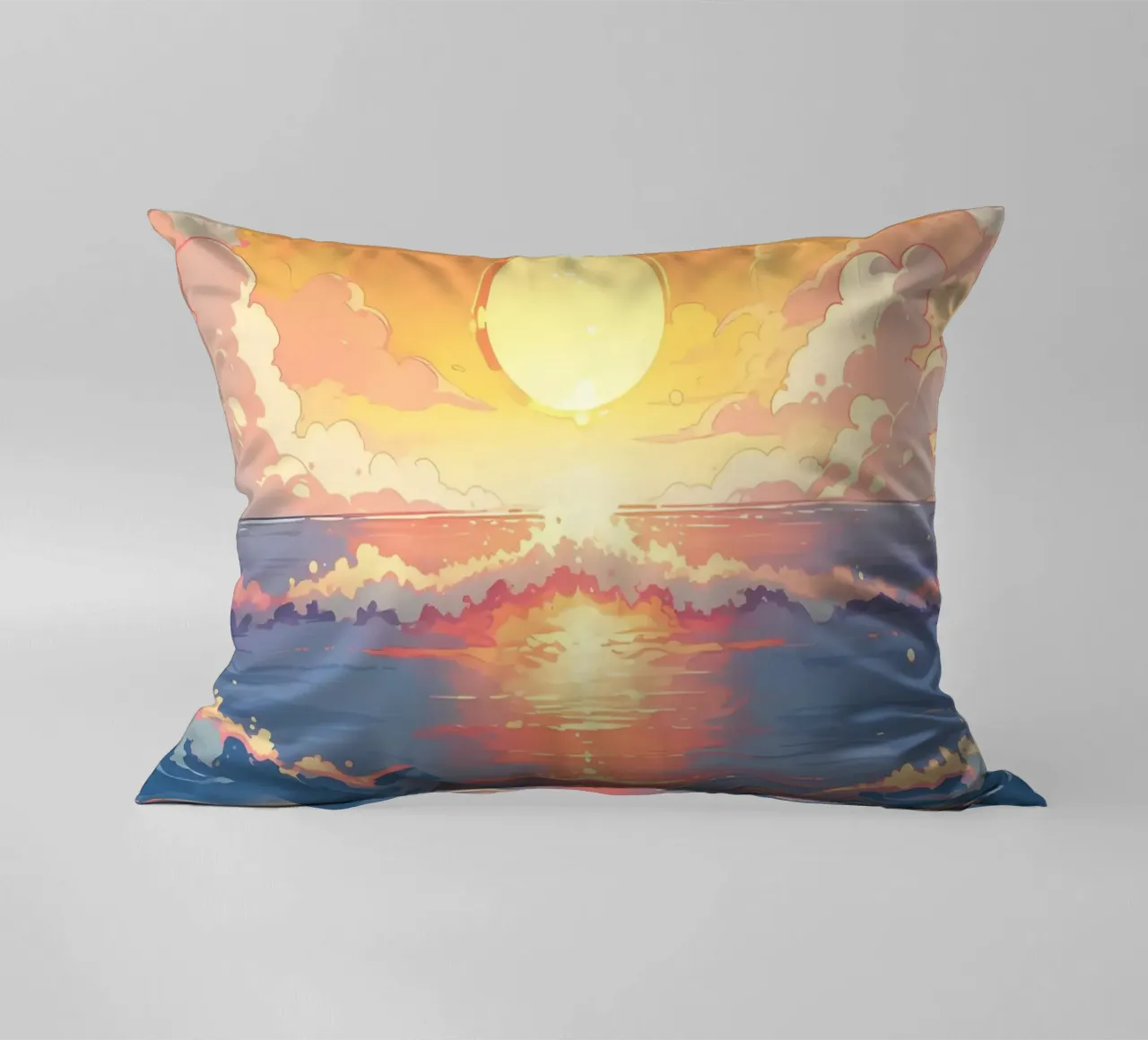 Sunset Ocean Scene decorative cushion by Bartosz Powalka