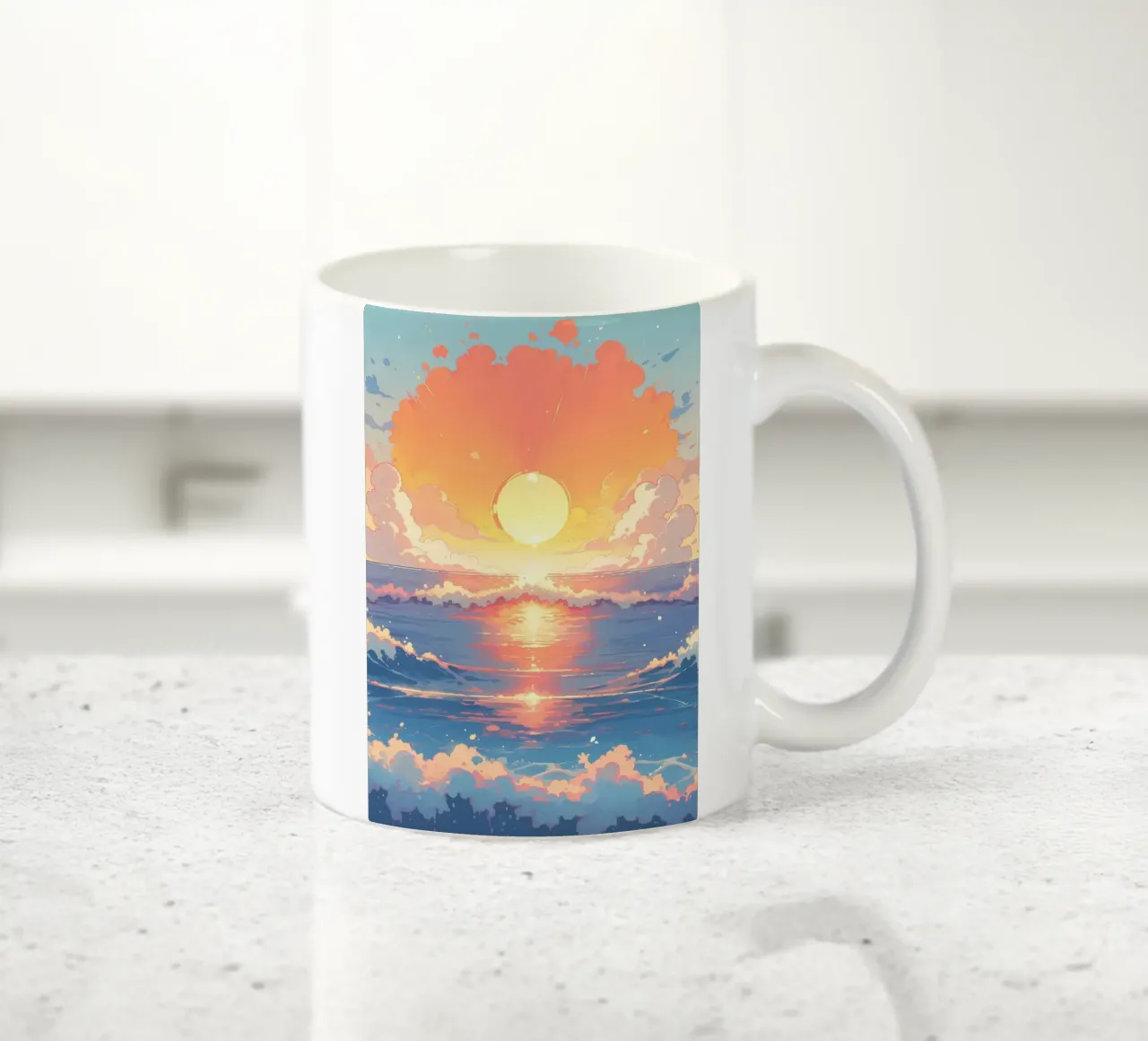Sunset Ocean Scene ceramic mug by Bartosz Powalka