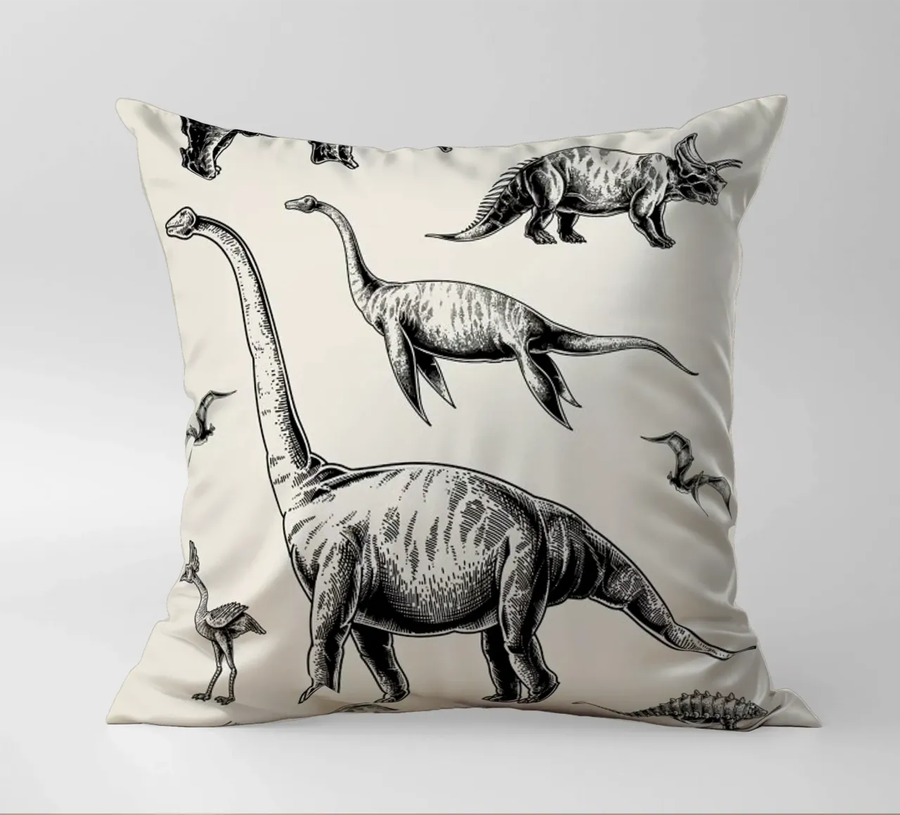 Prehistoric Beasts decorative cushion by Flora & Fauna