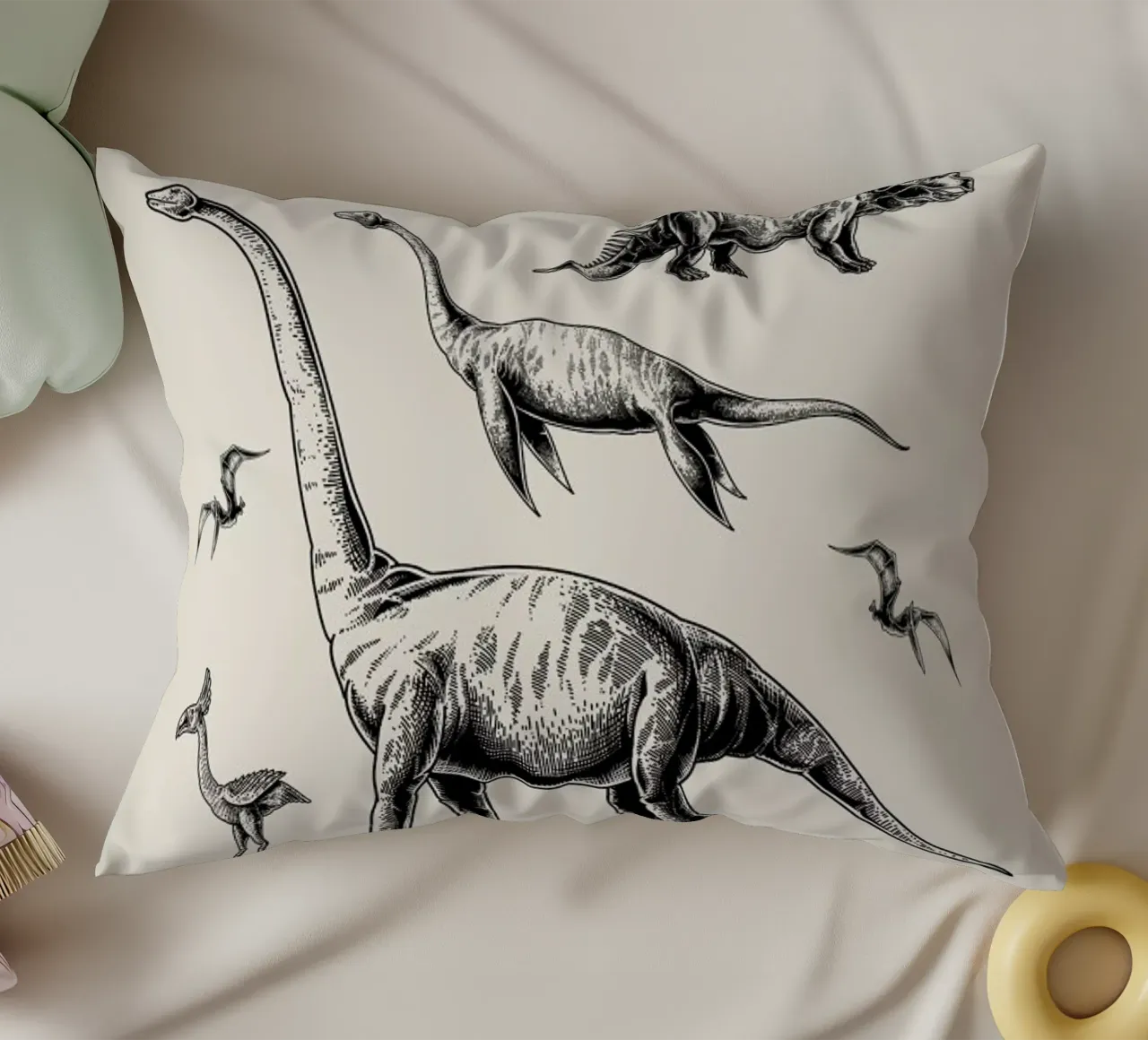 Prehistoric Beasts decorative cushion by Flora & Fauna
