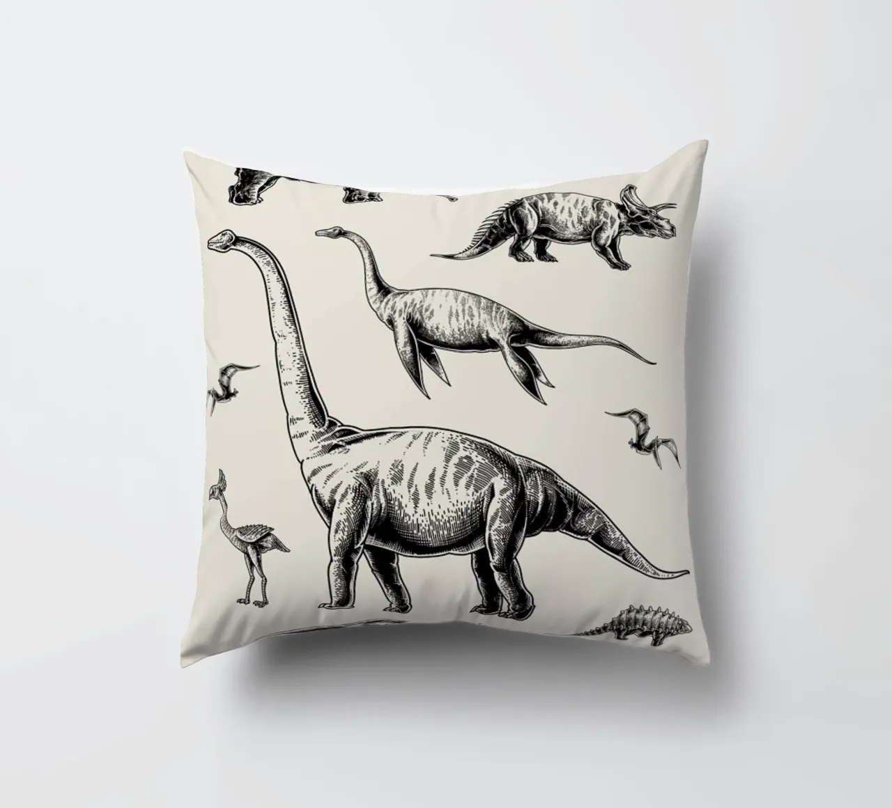 Prehistoric Beasts decorative cushion by Flora & Fauna