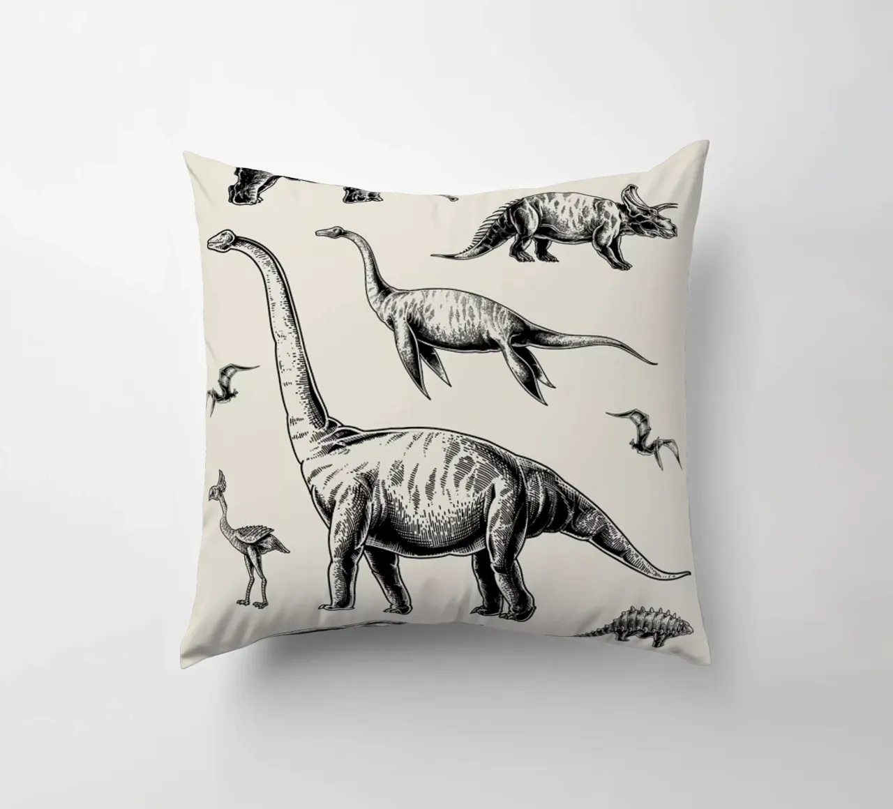 Prehistoric Beasts decorative cushion by Flora & Fauna