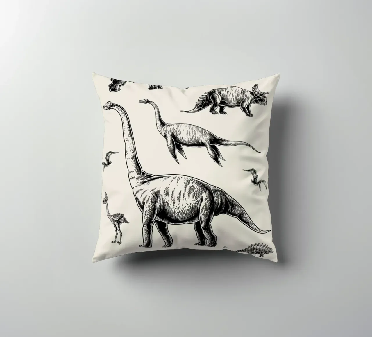 Prehistoric Beasts decorative cushion by Flora & Fauna