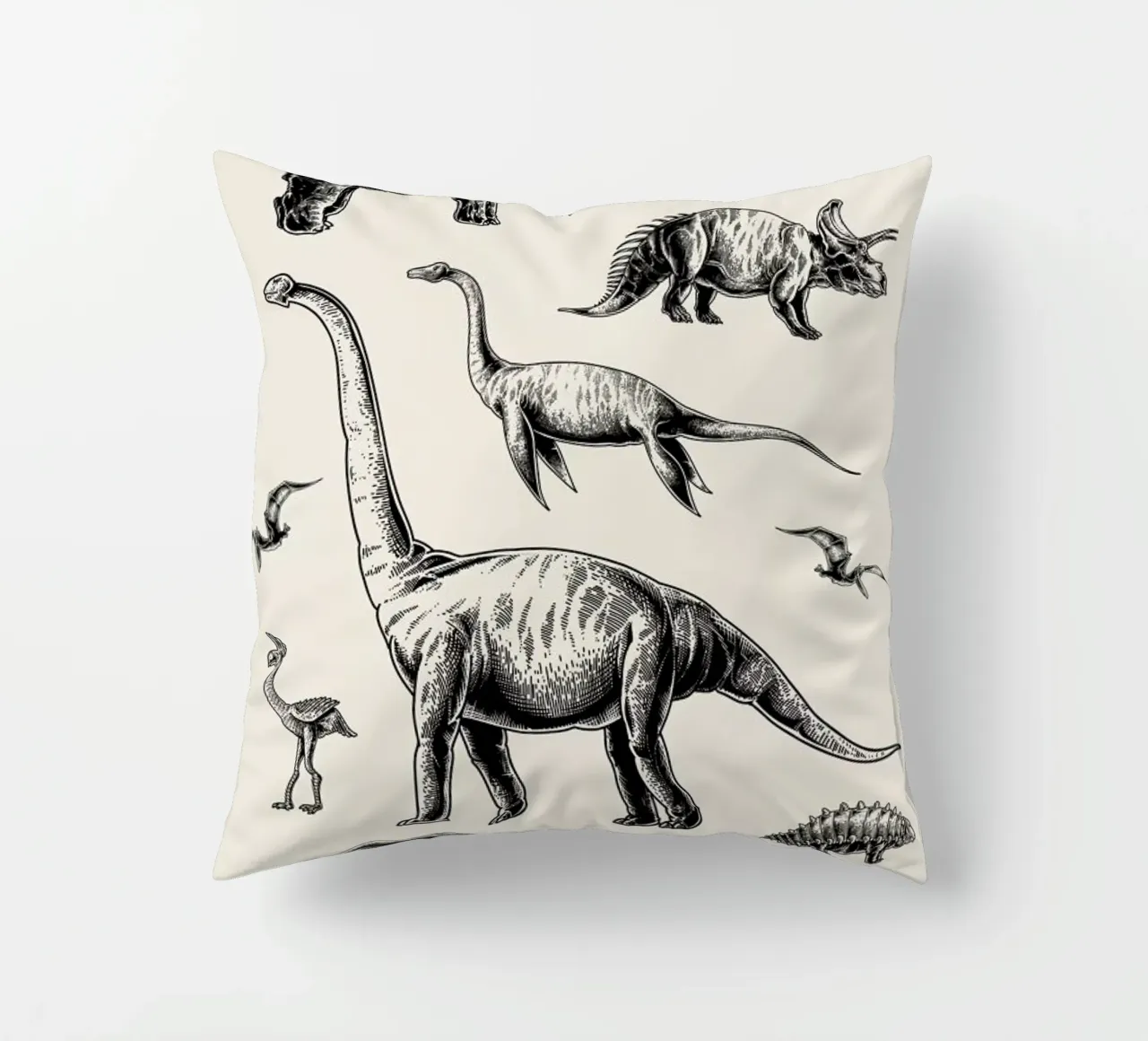 Prehistoric Beasts decorative cushion by Flora & Fauna