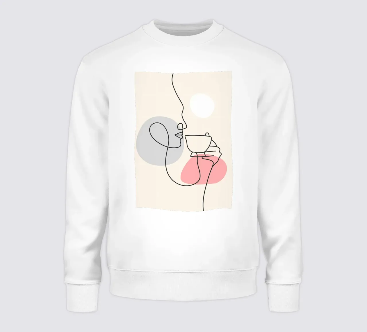 Mädchen trinkt Kaffee Linie Sweatshirt von Aiden Garcia