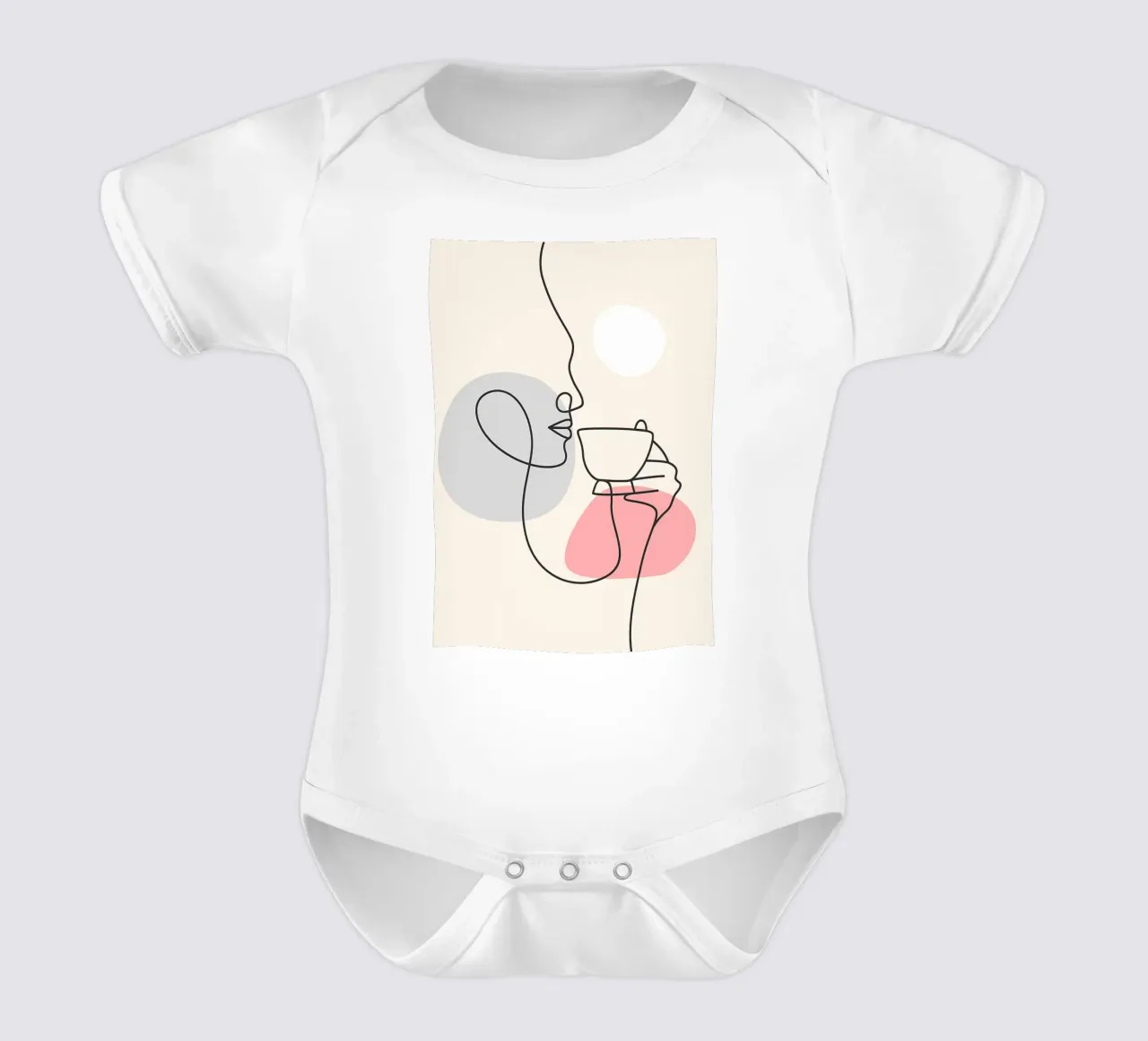 Mädchen trinkt Kaffee Linie Kurzarm Babybody von Aiden Garcia