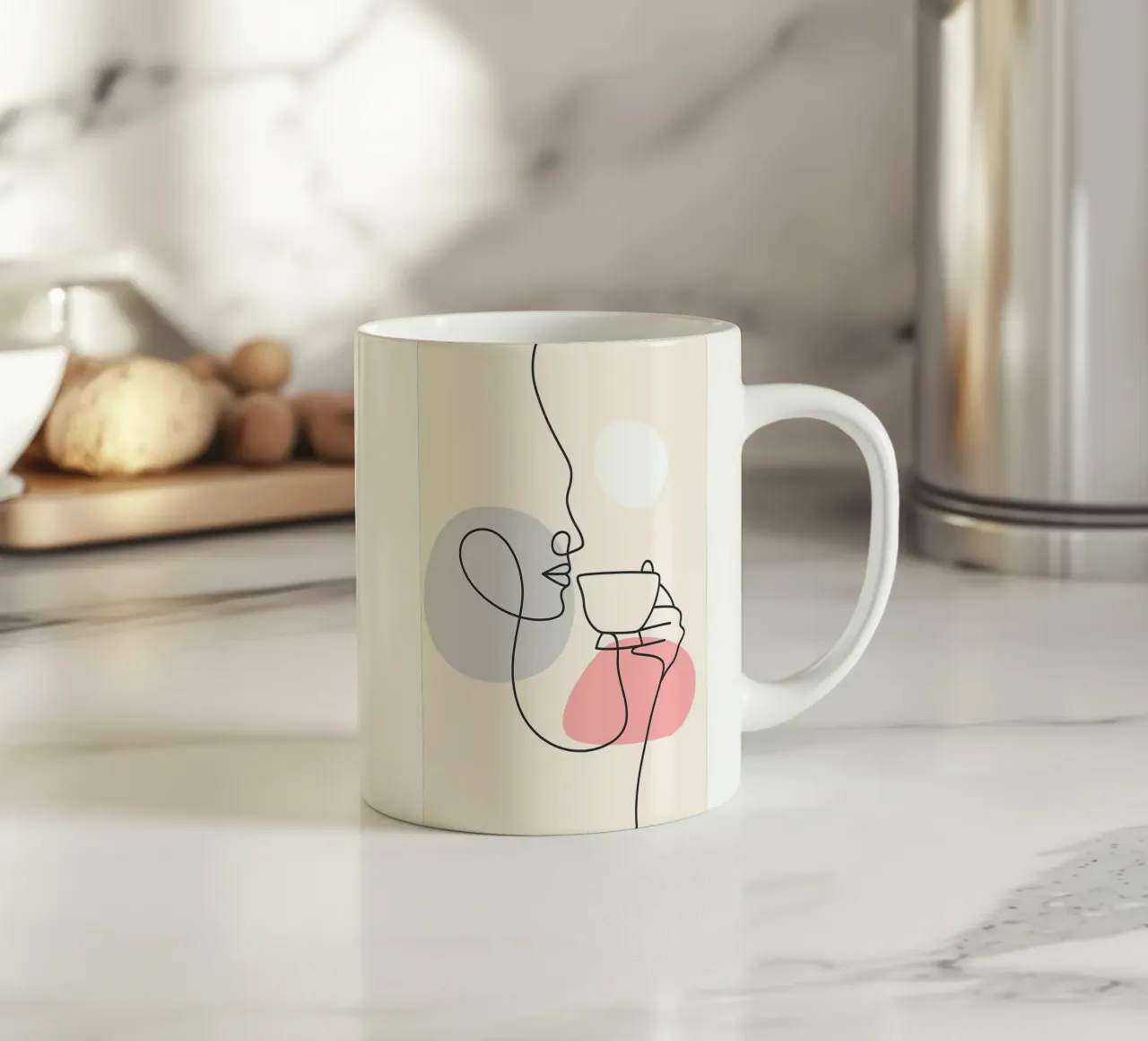 Linea di ragazze che bevono caffè tazza in ceramica da Aiden Garcia