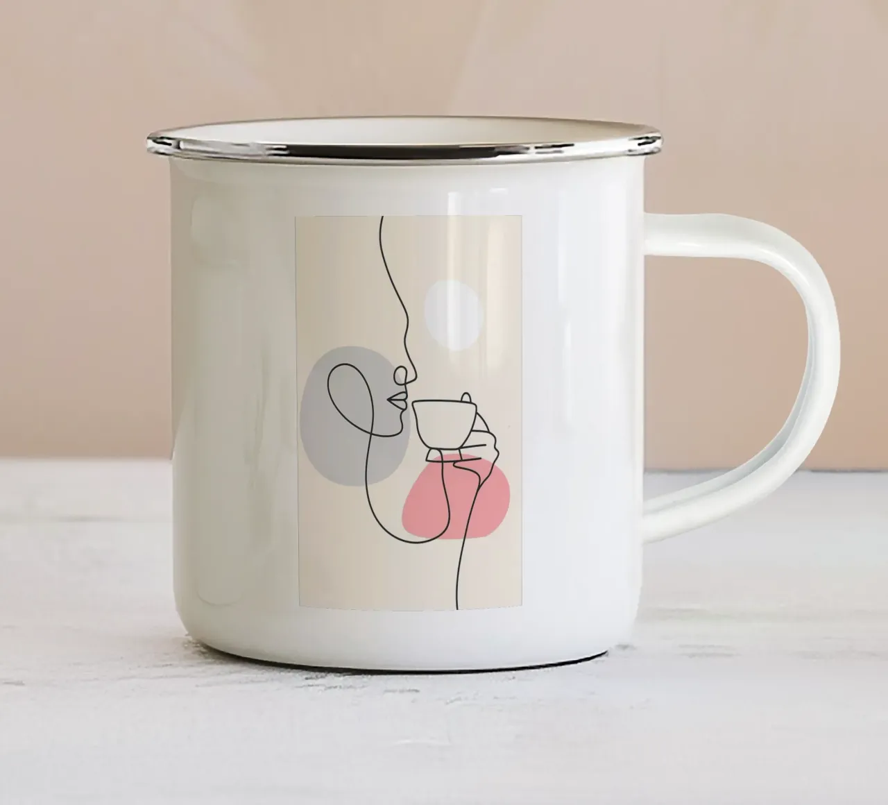 Chica bebe línea de café taza de esmalte de Aiden Garcia