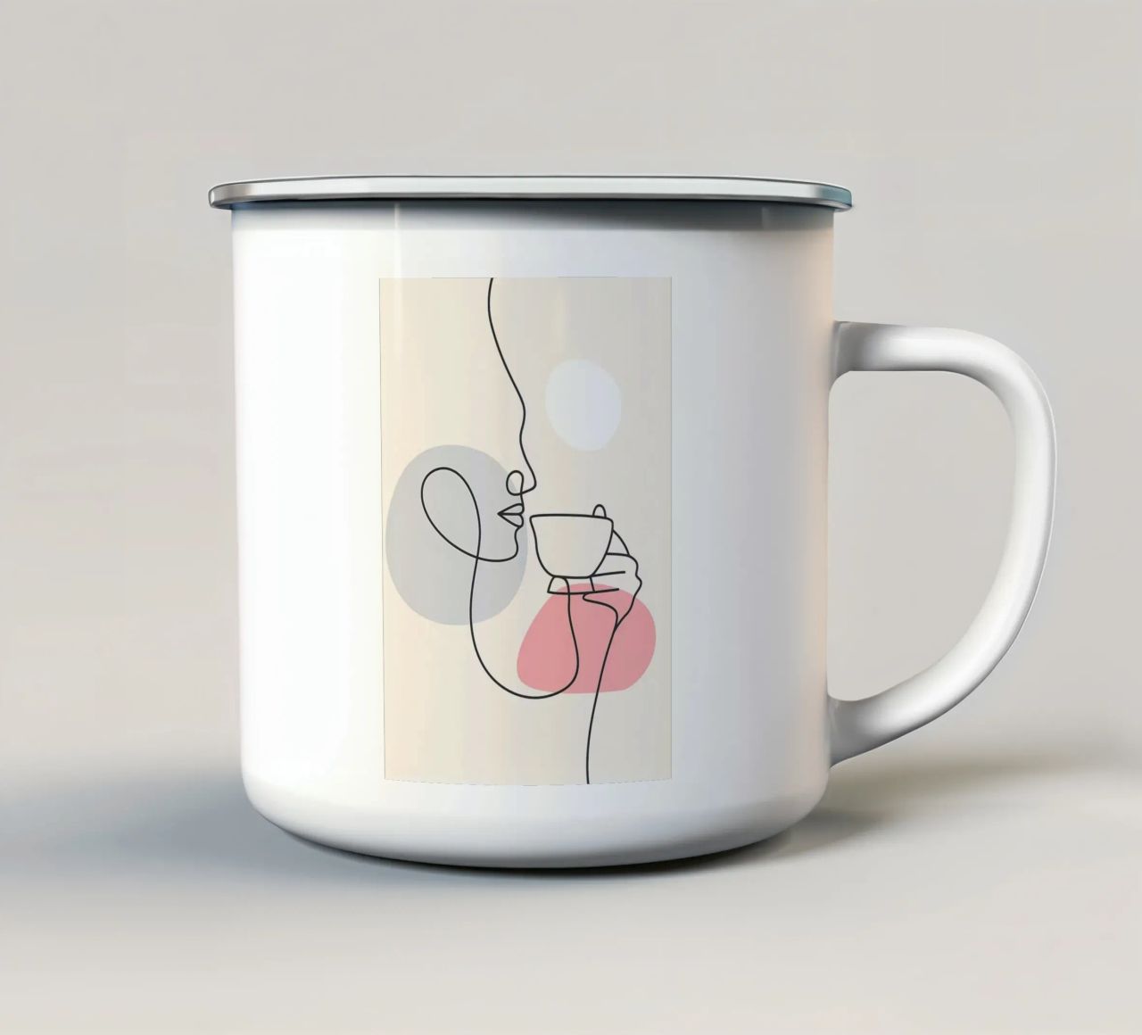 Linea di ragazze che bevono caffè tazza in smalto da Aiden Garcia