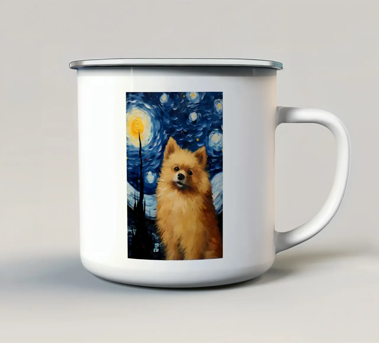 Pomerania Notte stellata tazza in smalto da Adrian Patel