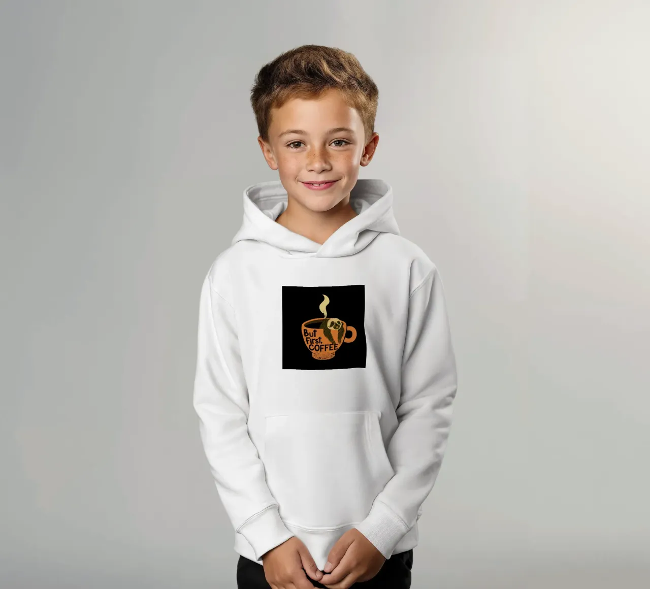 But First Coffee kids hoodie by Tobe Fonseca