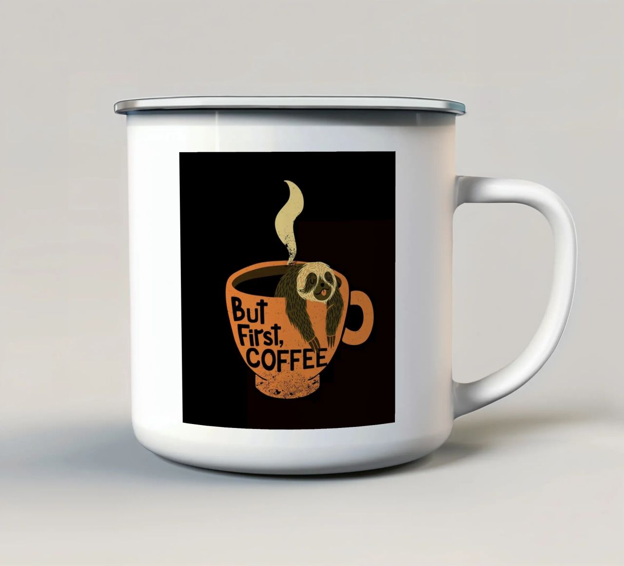 But First Coffee tazza in smalto da Tobe Fonseca